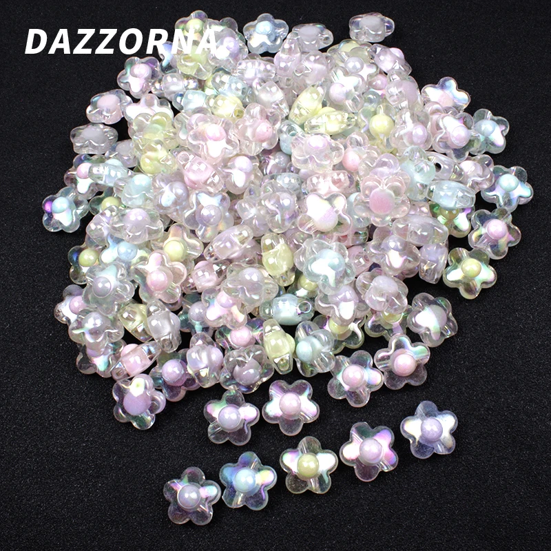 

20/40/60Pcs/lot 17mm Acrylic Beads AB Colors Flowers Loose Beads for Diy Jewelry Making Bracelets Necklace Accessories