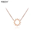 Классическое ожерелье BOBOTUU с цепочкой из нержавеющей стали, ювелирные изделия, ожерелье с подсолнухом, свадебные украшения BN18030
