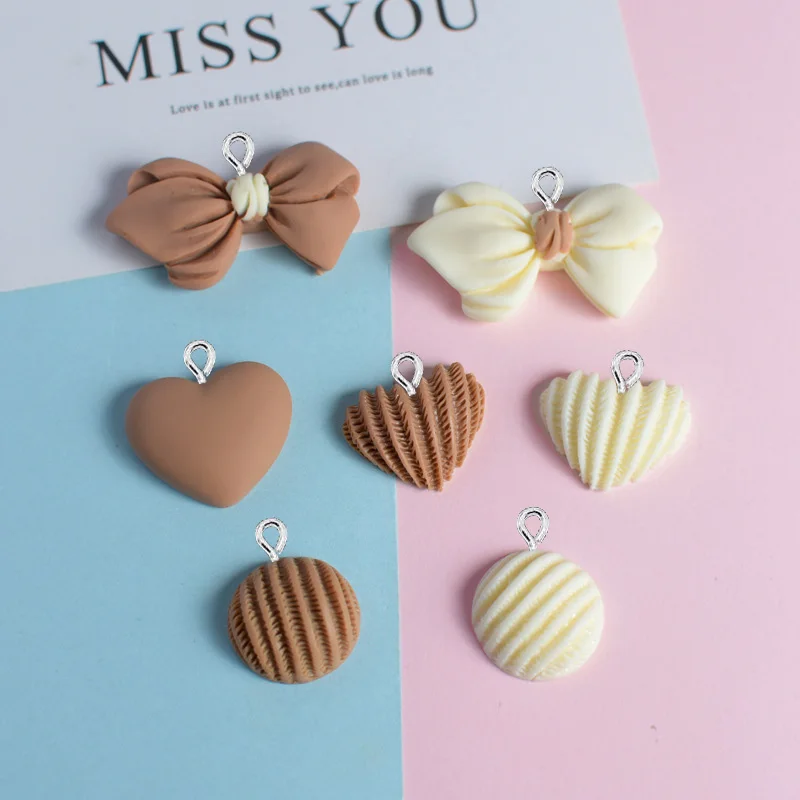 

10 шт. милые Подвески из смолы с бантом и сердцем для сережек, ожерелий, брелоков, аксессуары, подвески, фурнитура для изготовления ювелирных ...