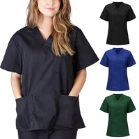 womens v neck washing gown split tops beauty service surgical gowns pet hospital nursing half sleeve large size workwear