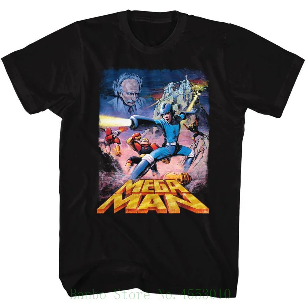 

Mega Man Men's Short Sleeve T Shirt Black Postery Megaman 2018 Summer Men's Brand Clothing O-neck