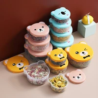 4pcsset plastic microwave cartoon bento box children kids cute lunch box picnic outdoor snack sushi food storage containers