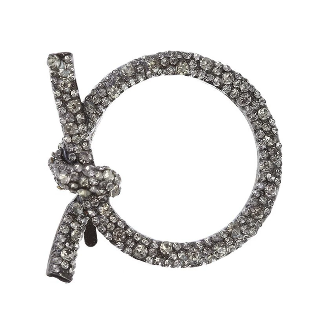 

2 PCS Fashion Rhinestone Crystal Ring Shape Clips Buckle Decoration for Shoes Boots Handbag