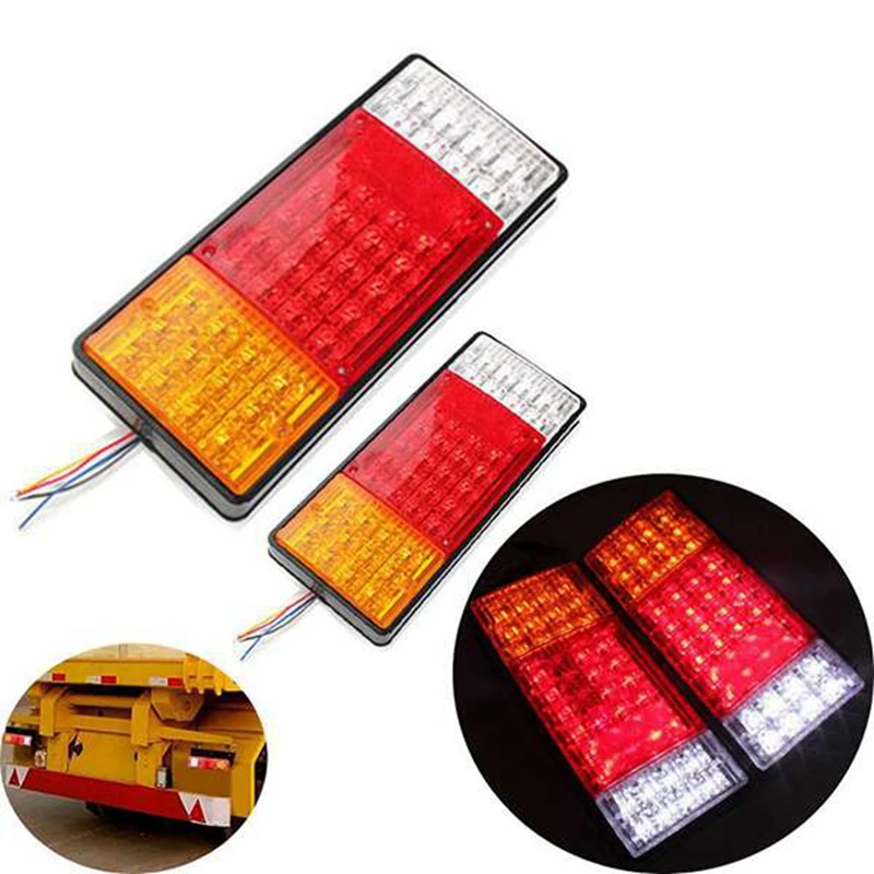 

New2Pcs Waterproof 12V Taillights Car Truck RV Van Bus Rear Tail Trailer Lights Signal Indicator Brake Stop Reverse Lamp