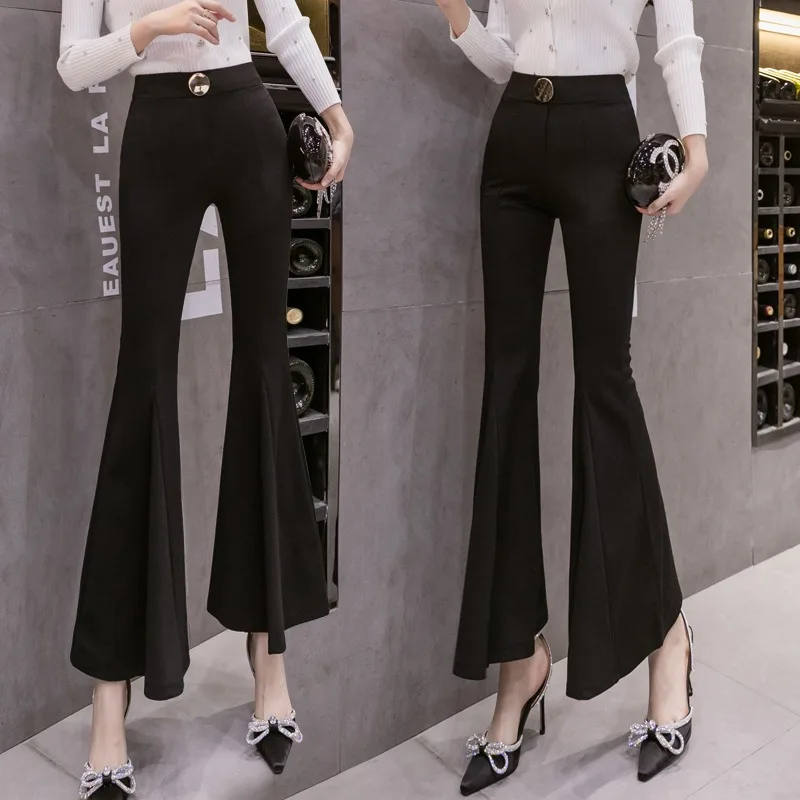 

Women Office Lady Fashion Casual Wide Leg Flare Pants Trousers High Street