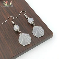 shela semi precious stone clear acrylic leaf dangle drop earrings for women korean unique fashion earrings pendientes