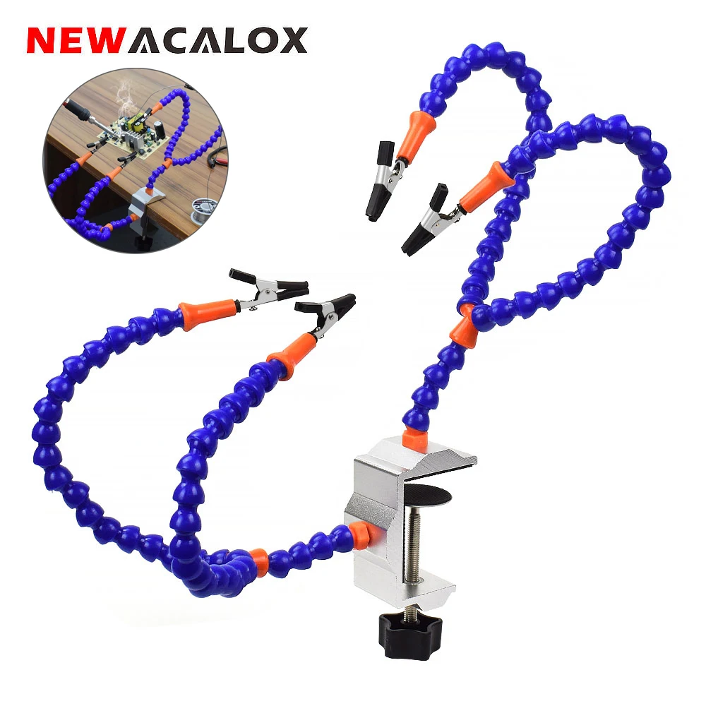 NEWACALOX Soldering Iron Holder Table Clamp Third Hand Welding Tool PCB Fixture Helping Hands for Crafts Jewelry Rework Repair
