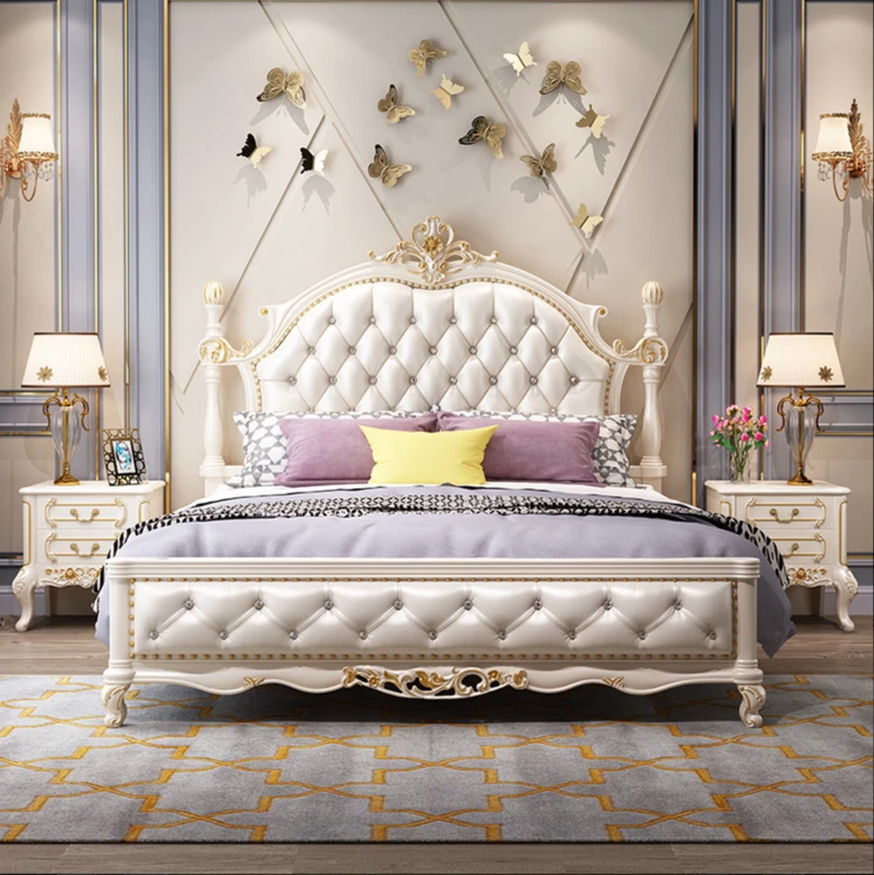 

Кровать американская мастер спальня твердая древесина двойная кровать кожаная кровать