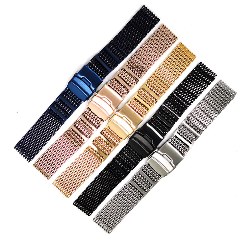Shark Mesh Stainless Steel watch strap 20mm 22mm 24mm for breitling Iwc Citizen Seiko watches bracelet Thin Milan Watchband
