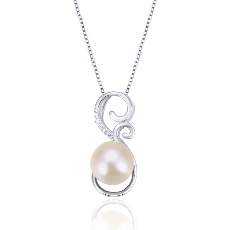 

Korea Tahitian Pearl Jewelry Pendant 925 Silver Sterling 45cm Necklace for Women BIRTHDAY Geometric Pearl Pendant Girl Females