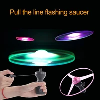1pc 25 cm flash pull line led flywheel glow flywheel whistle creative classic luminous toys for children gift random color