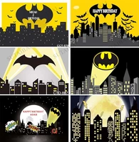 superhero theme birthday party backdrop for photography bat night buildings cityscape baby boy background super hero banner