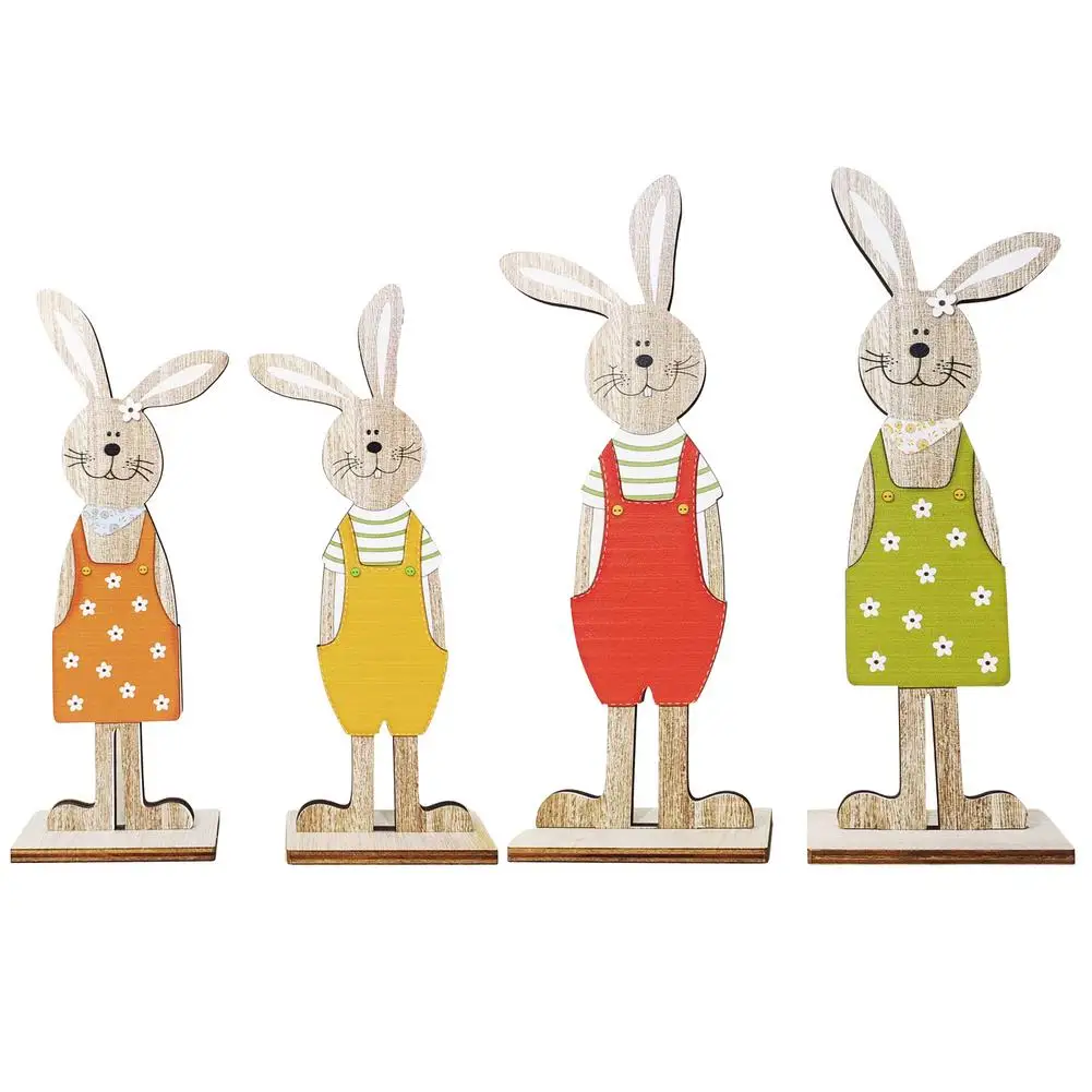 

4 Pieces Easter Table Sign Decoration Center Happy Easter Welcome Bunny Family Party Table Decorations Crafts Bunny Decorations