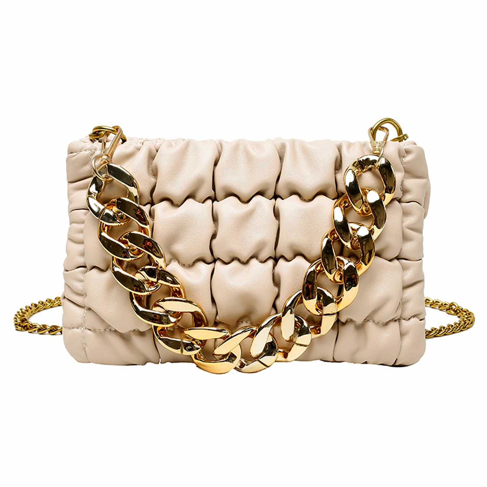 

Simple Personality Pleated Shoulder Bag Ladies Fashion Texture Diagonal Lattice Messenger Packet Large-Capacity Handbag