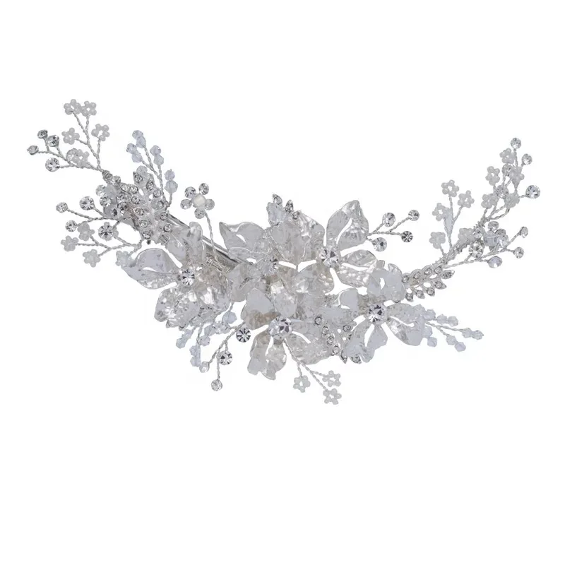 Нежные цветочные свадебные зажимы для волос гребень античный серебряный