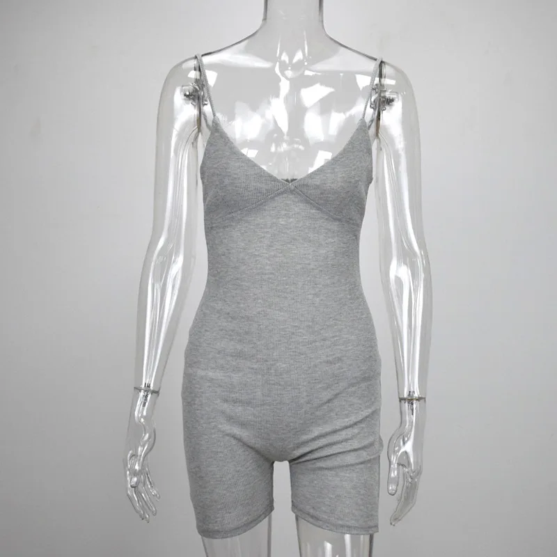 

One Piece Jumpsuit Women 2021 Cotton Soft V Neck Sportwear Sling Sleeveless Casual Playsuit Sexy Fitness Gym Stretch Clothing