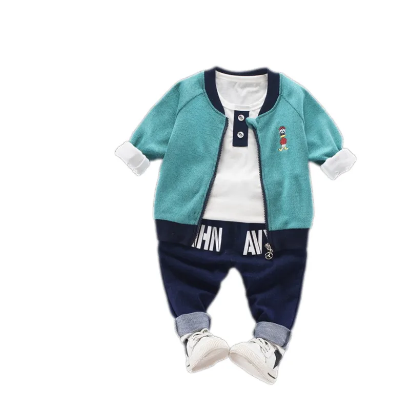 Boys Girls Clothing Set Fall Infant Baby Long Sleeve T-Shirt+Coat+Pants 3pcs Outfits Toddler Childern Casual Tracksuit A0078 | Мать и