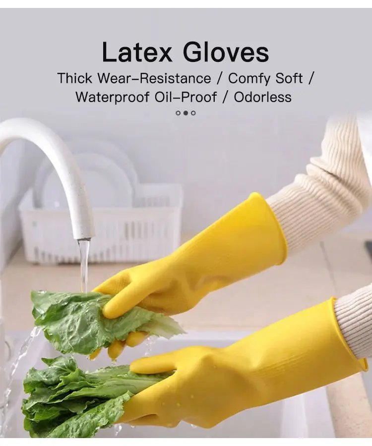 

1&3 Pairs Rubber Gloves Latex Dishwashing Waterproof Gloves Clean Tool Laundry Washing Work Safety Gloves Kitchen Accessories