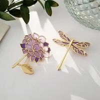purple lilac dragonfly enamel pin spring scarf brooch bag clothes lapel pin elegant flower jewelry gift for wife lover