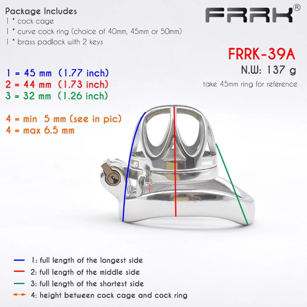 FRRK маленькая клетка верности с узким металлическим замком на член БДСМ Сисси