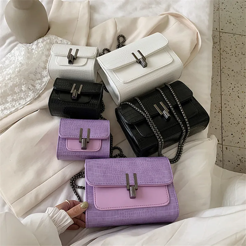 

Crocodile Pattern Crossbody Bags for Women 2020 PU Leather Shoulder Messenger Bag for Girl Small Flap Bolsas Ladies Phone Purse