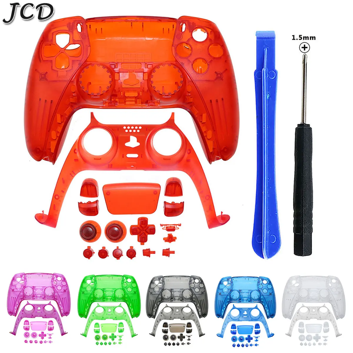 

JCD Replacement DIY Housing Shell Front Back Case Cover With Full Set Buttons /W Tools for PS5 Controller Repair