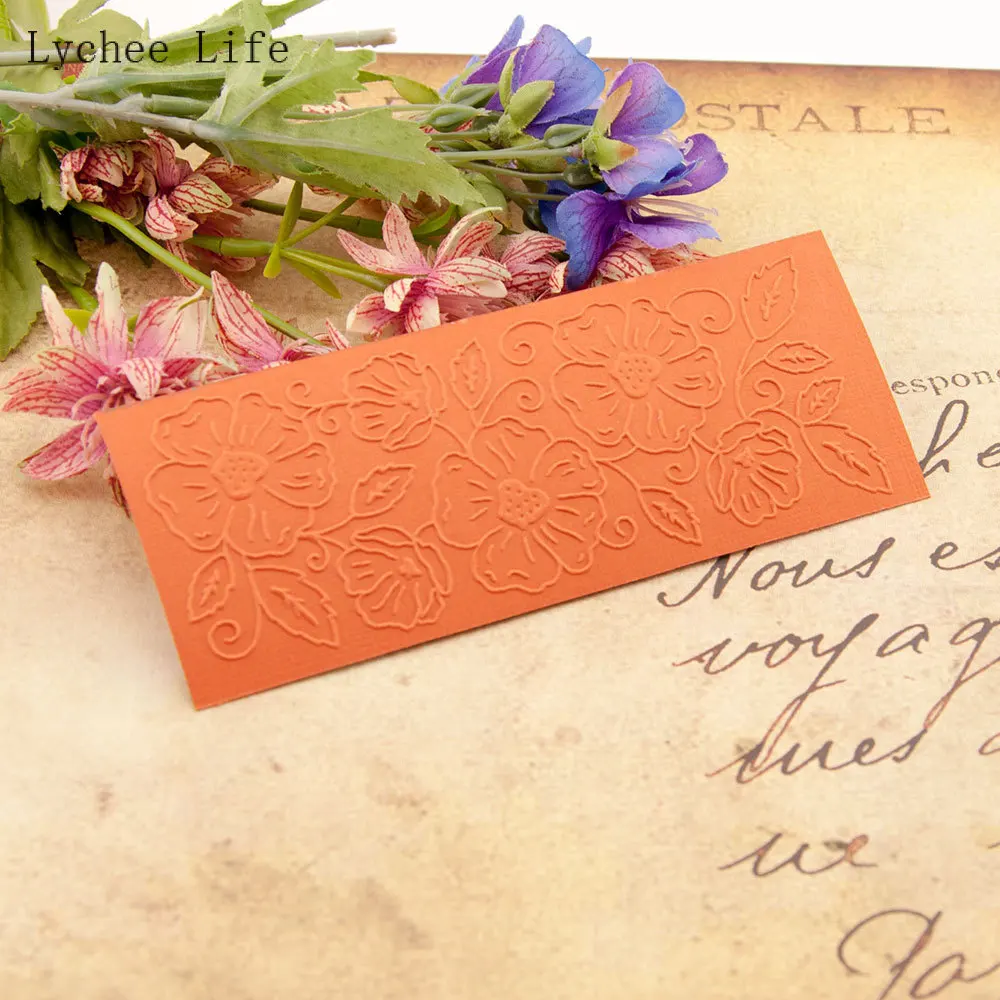 Lychee Life Floral Embossing Folder Stencil 15x6cm For DIY Scrapbook Album Card Making Home Decoration | Дом и сад