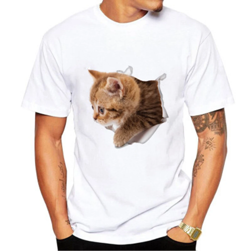 

The new summer cat print T shirt men's 3D top T shirt short sleeve Camiseta round collar T shirt fashion casual T shirt