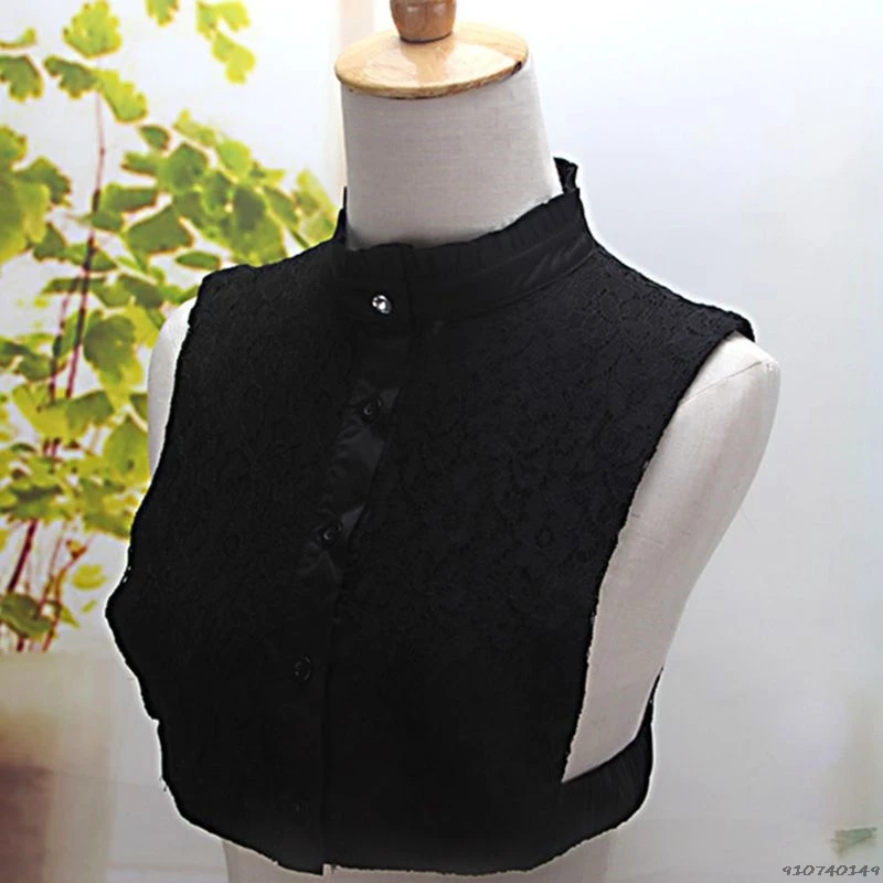 

Women Pure Color Lace Hollows Detachable Lapel Choker Necklace Shirt Fake False Collar Fashion Shirt Apparel Accessories