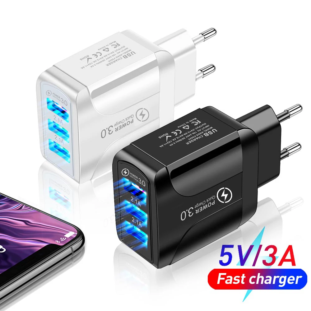 

Cargador USB de carga rápida 3,0 para iPhone 12 Pro Max 12 XR, Samsung, Xiaomi, Huawei, Cargador Universal de pared para teléfon