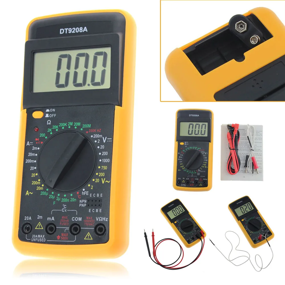 Цифровой мультиметр DT9208A профессиональный электрический ручной амперметр с ЖК