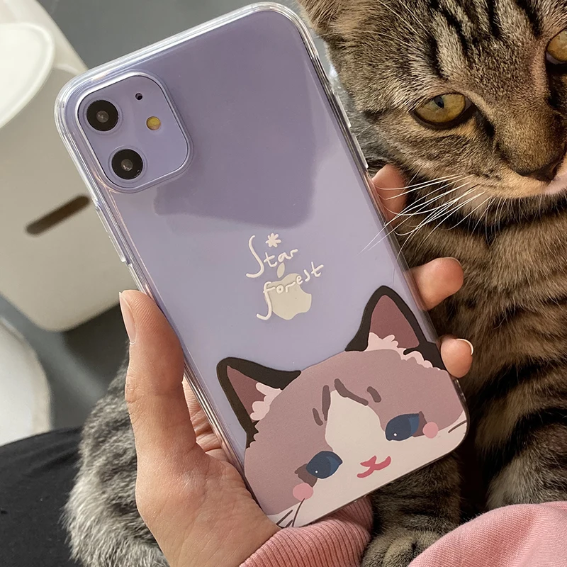 STARRY FOREST олубая Сиамская кукольная кошка чёрная белая Мягкий прозрачный  корпус