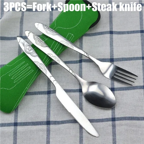3 шт./1 шт. столовая посуда портативная ложка из нержавеющей стали с принтом вилка