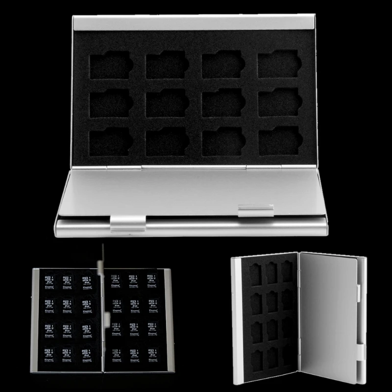 Серебристый алюминиевый чехол для хранения карт памяти футляр держатель 24 TF Micro SD