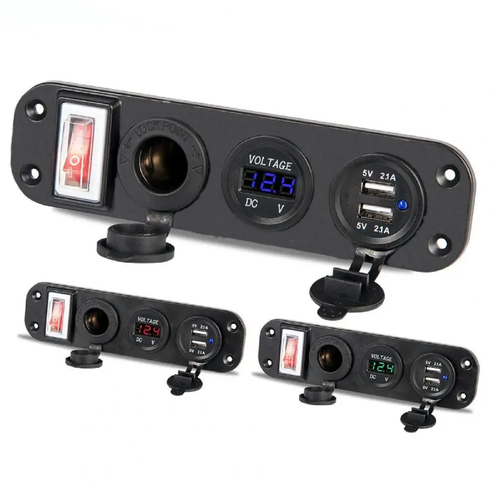 

80% HOT SALES！！！12-24V Car Charger Dual USB Socket Cigaretted Lighter 3-in-1 Multifunctional Charge Adapter for Yacht