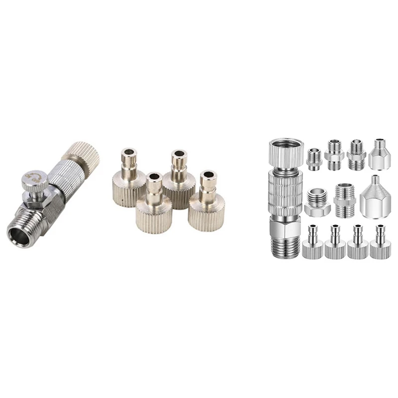 

NEW-1set Airbrush Quick Disconnect Coupler Release Fitting Adjustment Valve Adapter & 13 Pieces Airbrush Adapter Set