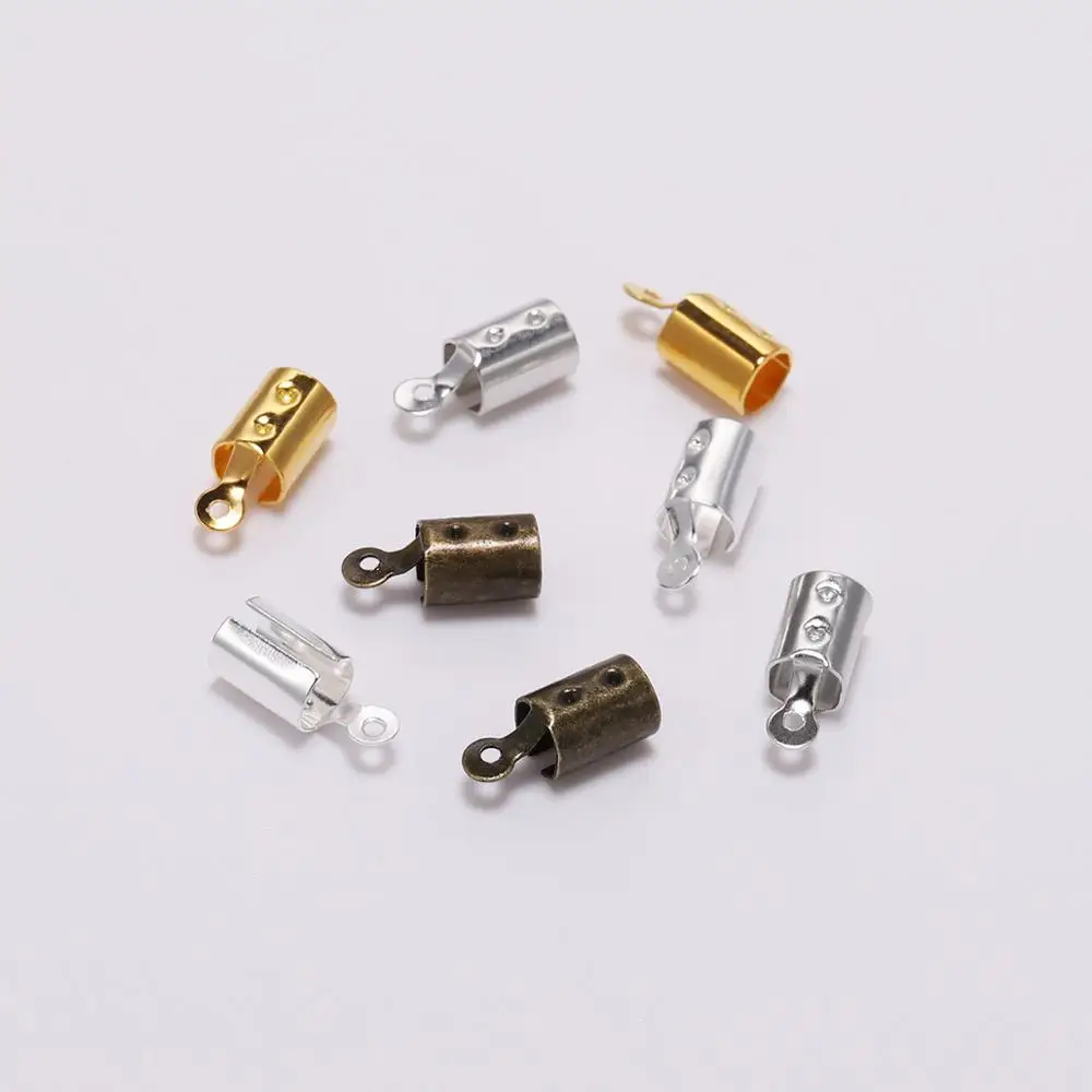 100 шт. 5*12 мм складной обжимной шнур кожаный зажим наконечник ювелирный