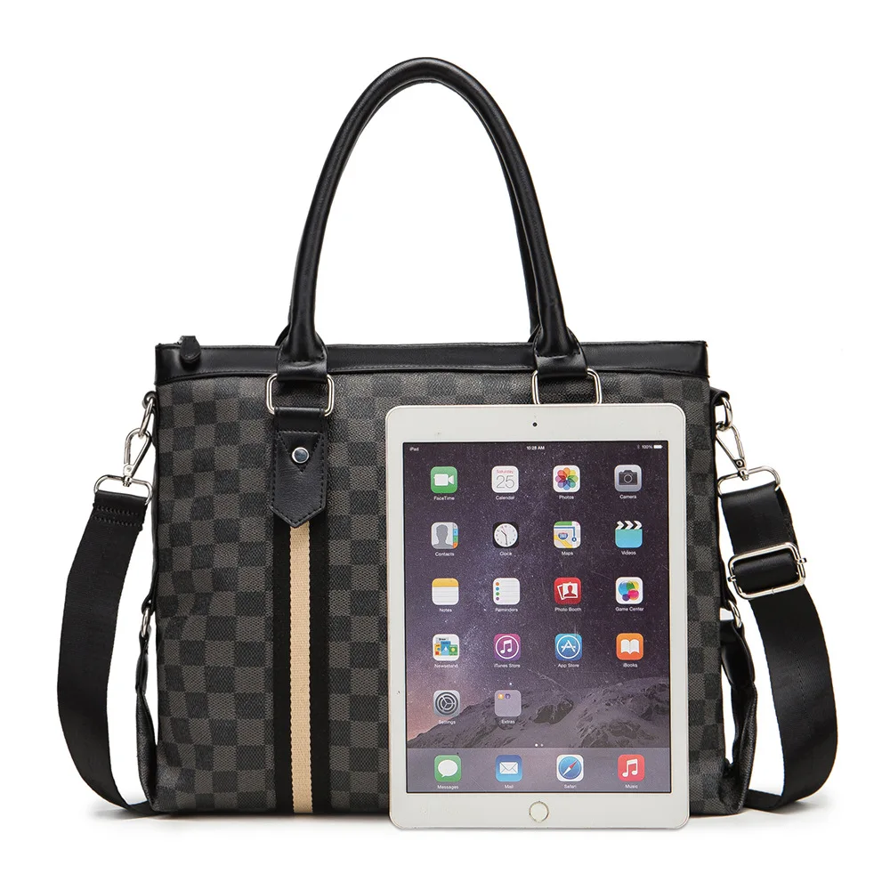

Handbag for Men Briefcase Single Shoulder Bags Plaid Computer Bag Business Work Crossbody Bags Messenger Bag Bookbag Waterproof
