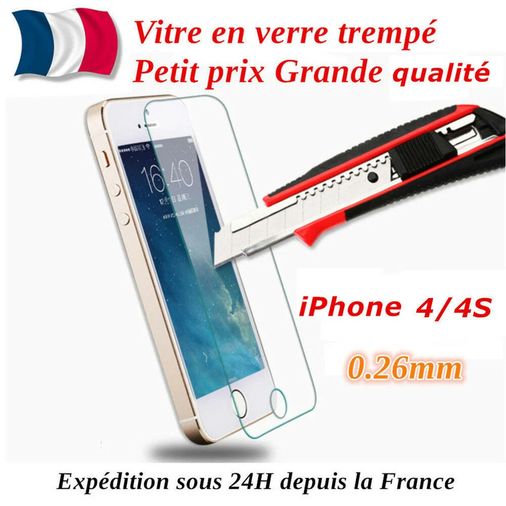 

Vitre protection en VERRE TREMPE Film de protecteur d'cran pour For iPhone 4/4s
