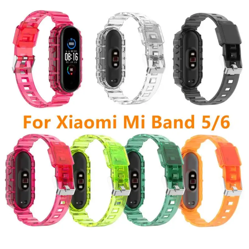 

Подходит для ремешка Mi Band 5/6, прозрачный цветной высококачественный резиновый мягкий водонепроницаемый сменный ремешок с защитой от пота и...