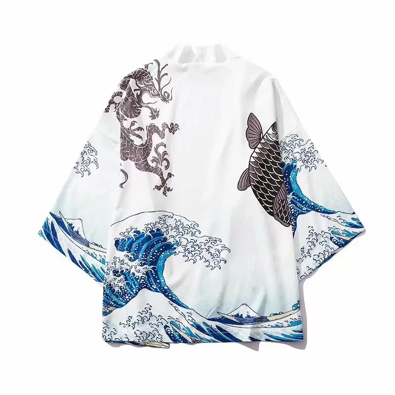 Самурайский кран японское кимоно Haori мужской женский кардиган китайский дракон Традиционная японская одежда азиатская одежда