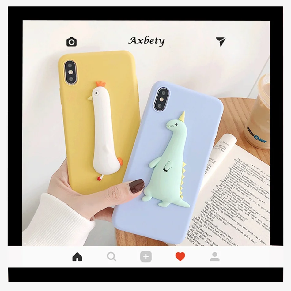 3D Cute Dinosaur DIY Case For Huawei Y9 Y6 Pro Y7 Prime 2019 Honor 9 Lite 8x 8S 10 Phone Kawaii Chick Cover Soft TPU Cases |