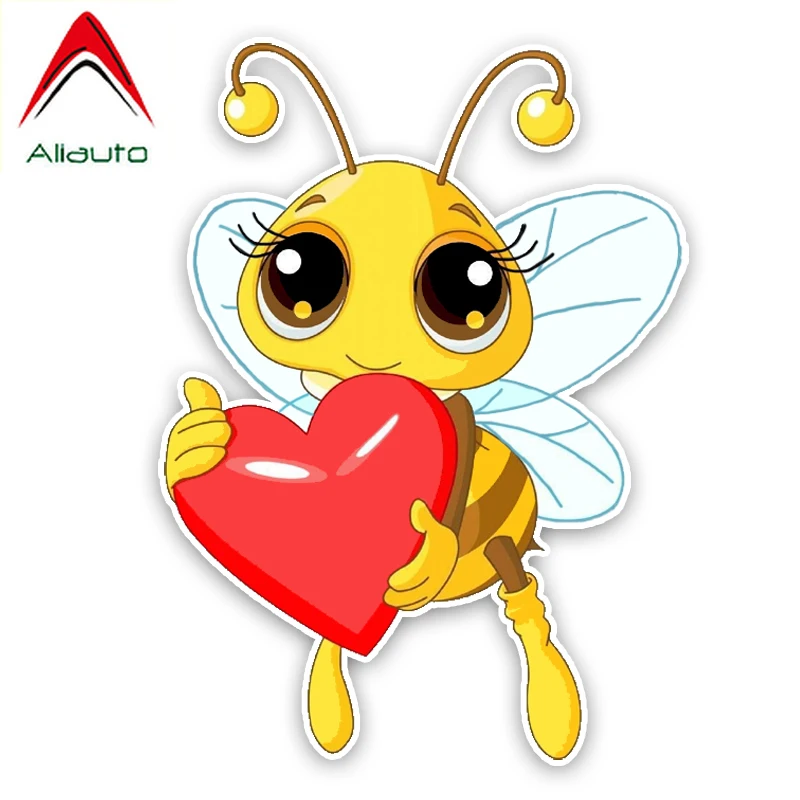 

Aliauto Interesting Lovely Cartoon Love Heart Bees Colored PVC Car Sticker Graphic Decoration Accessories Decal,15cm*11cm