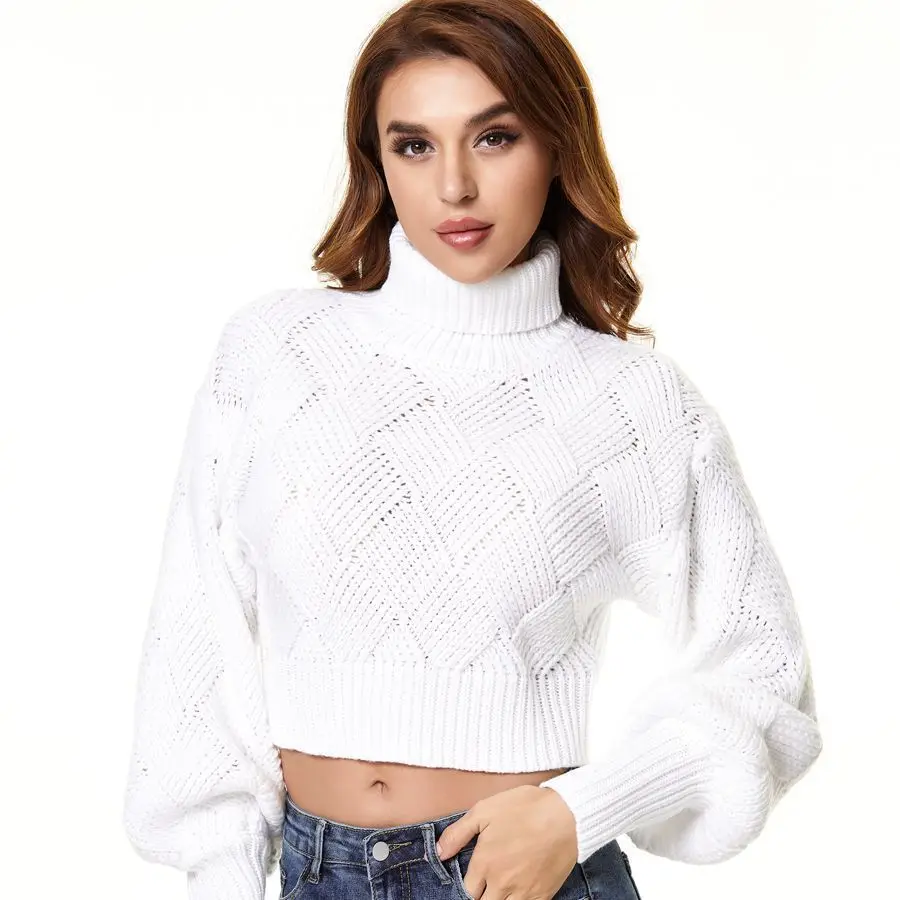 

Autumn Winter Turtleneck Pullover Knitted Sweaters Jumpers Elegant Thick Warm Female Crop Sweater Women Winter Sweater Clothes