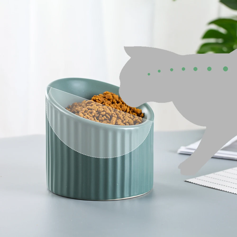 Керамическая наклонная повышенная миска для кошек и собак воды с приподнятым
