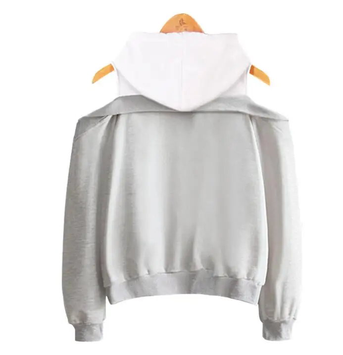 

Autumn New fashion Strapless shoulder fake two-piece hooded sweatshirt women