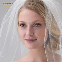 topqueen v06 90 cm wedding veil for girls wholesale bridal veil with pearl wedding veil cape white ivory veils bridal wedding