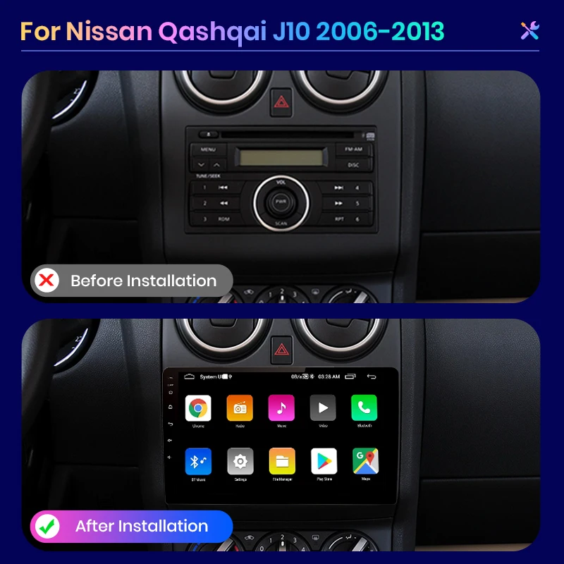 Автомагнитола AWESAFE PX9 для Nissan Qashqai J10 2006-2013 мультимедийный видеоплеер с голосовым