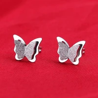 wangaiyao new butterfly earrings stainless steel fashion small animal earrings butterfly earrings