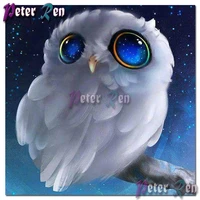 diy cartoon diamond painting embroider white owl with blue eyes square or round mosaic cross stitch rhinestone home decoration